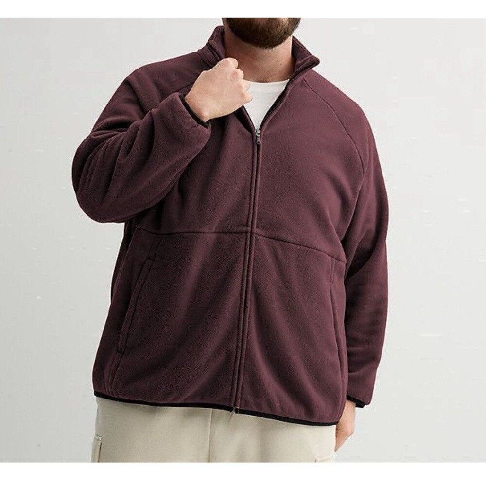 Tek Gear Big & Tall Size LT Fleece Jacket Full Zip-Up Pockets Plum New